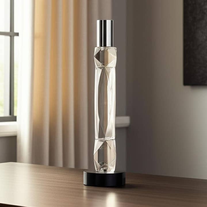 25 cm sølv, klar og sort facetslebet krystal lysestage for engroshandel hos HomeRoots