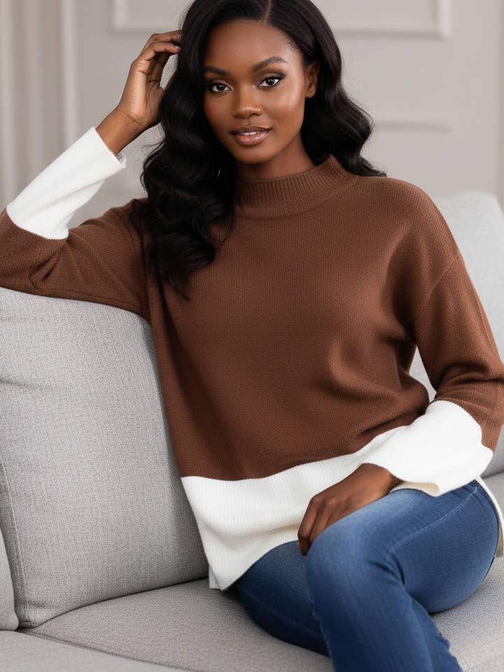 COLORBLOCK PULLOVER SWEATER for wholesale by 5besties inc