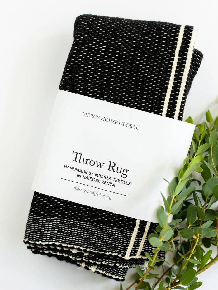 Cream and Black Miujiza Rug | 2' x 3' for wholesale by Mercy House Global