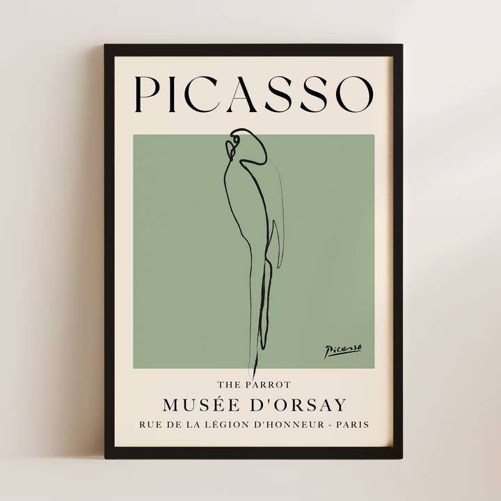 Picasso The Parrot Art Wall Art Print In Green for wholesale by Alluvion