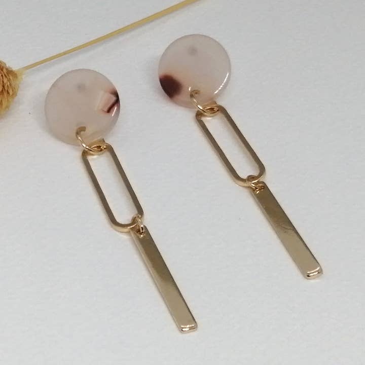 Brincos - Resina 12 - oval - dourado/rosa por atacado de Maison Delclef