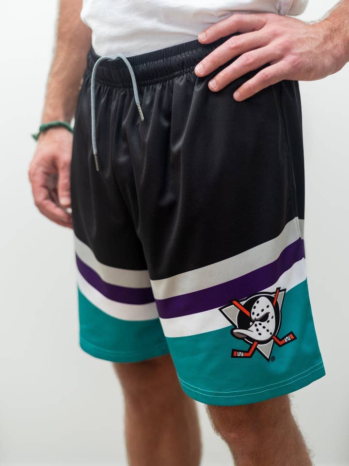 Anaheim Ducks retro alternatieve mesh hockeyshorts voor wholesale door Bench Clearers