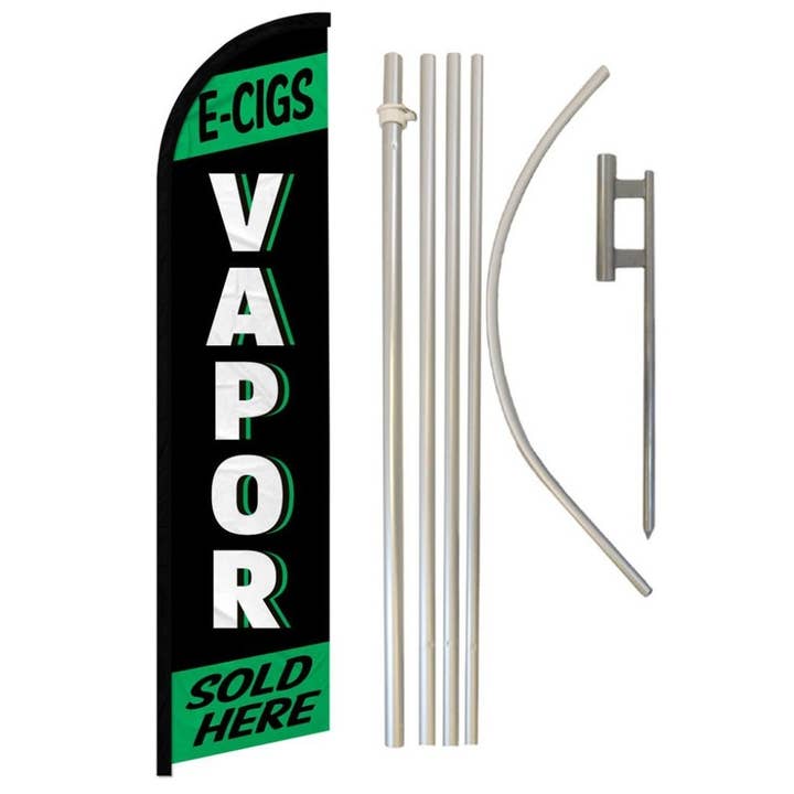 Kit bandiera e asta senza vento Vapor (Verde e Nero) per la vendita all'ingrosso da parte di Flags Importer