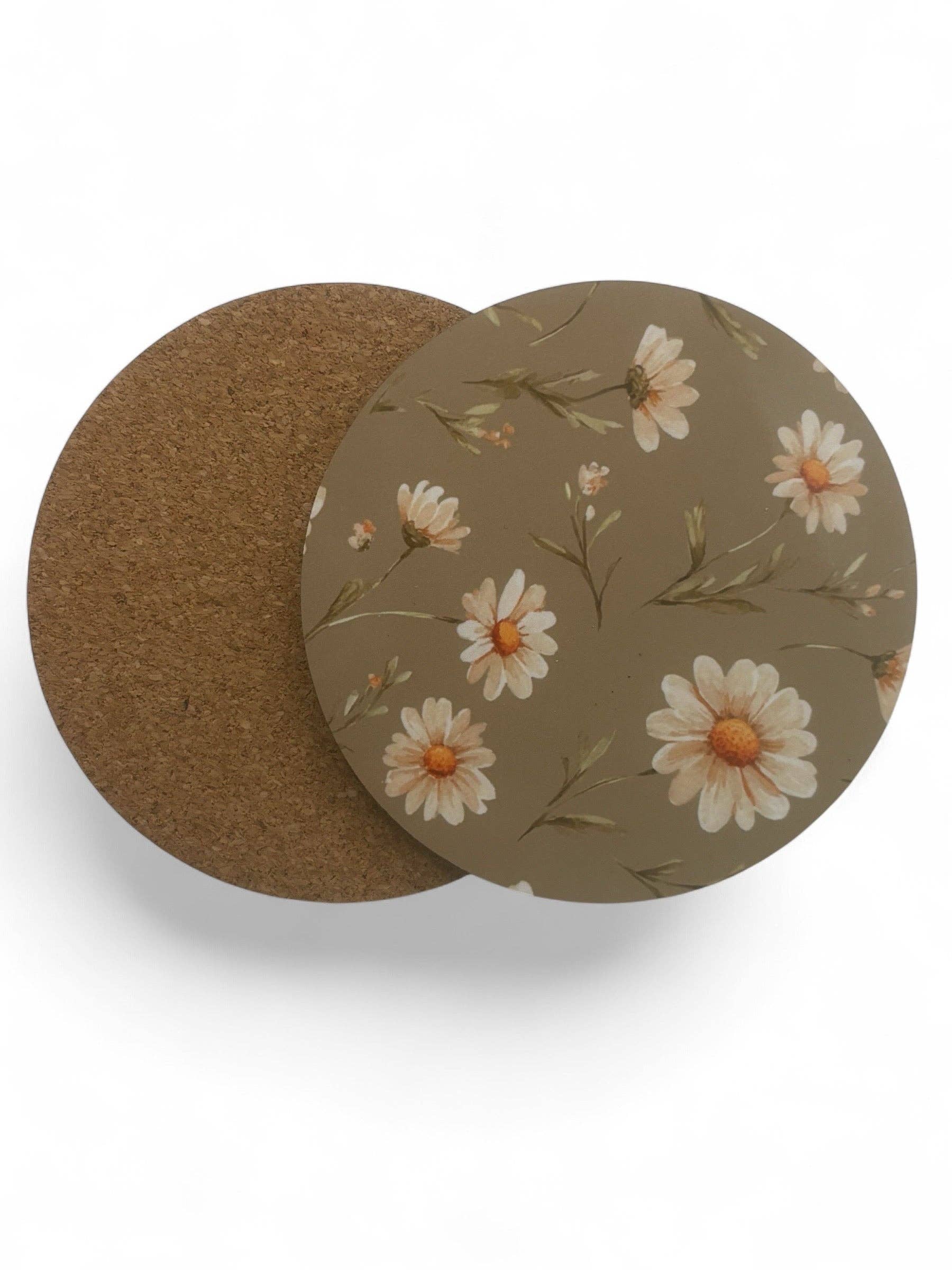 simply creative – wholesale Coasters – Printed  Green Daisy Wooden Coasters for Stylish Home Décor1