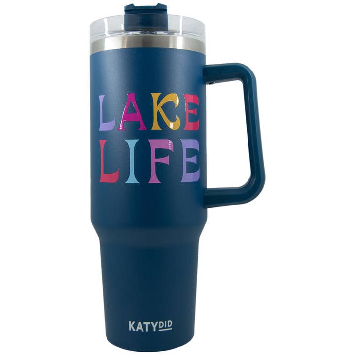 Navy Lake Life 40 Oz Tumbler Cup w/ Handle for wholesale on Faire