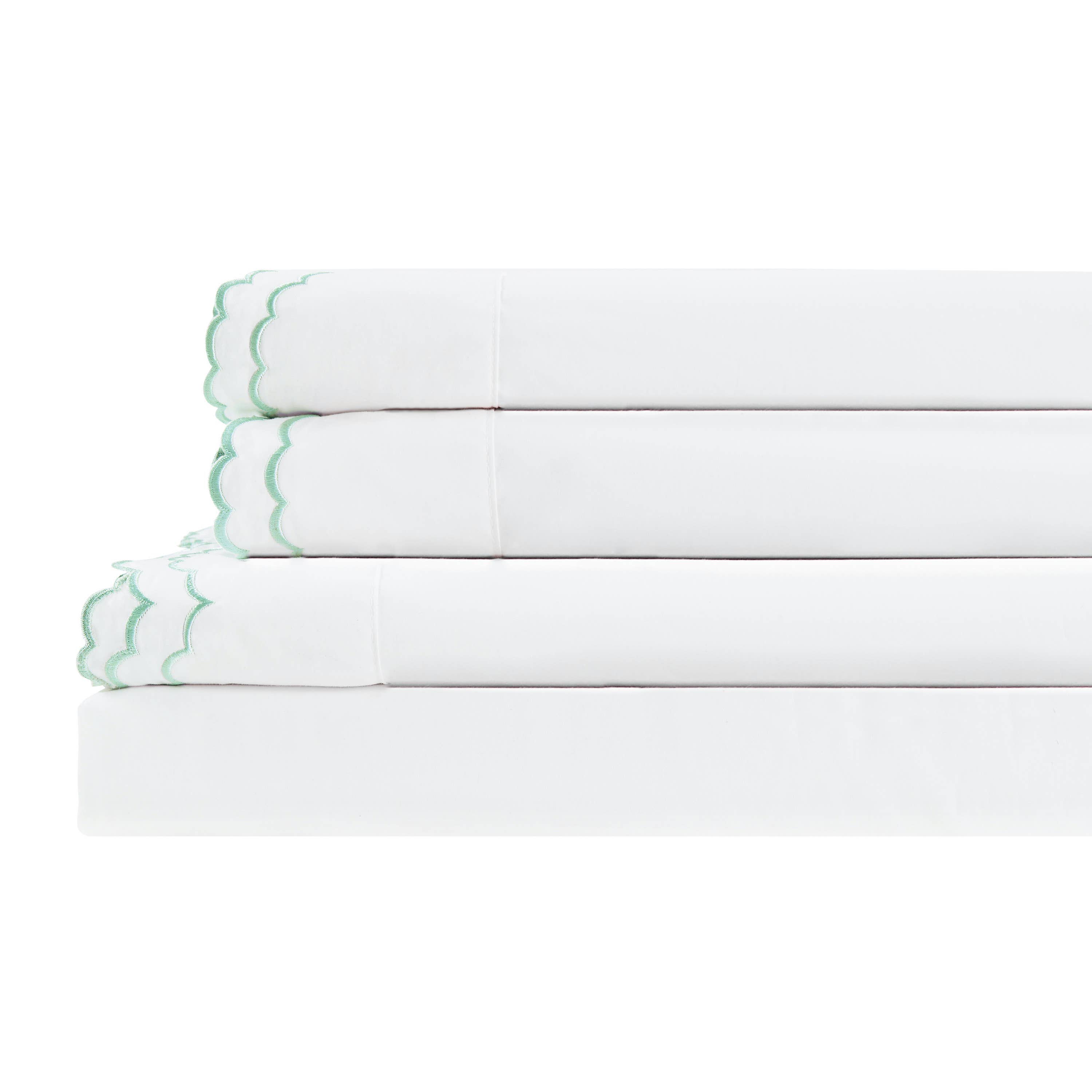 Mélange Home - Wholesale Sheet Set - Double Scallop Embroidered Cotton Percale Sheet Set6