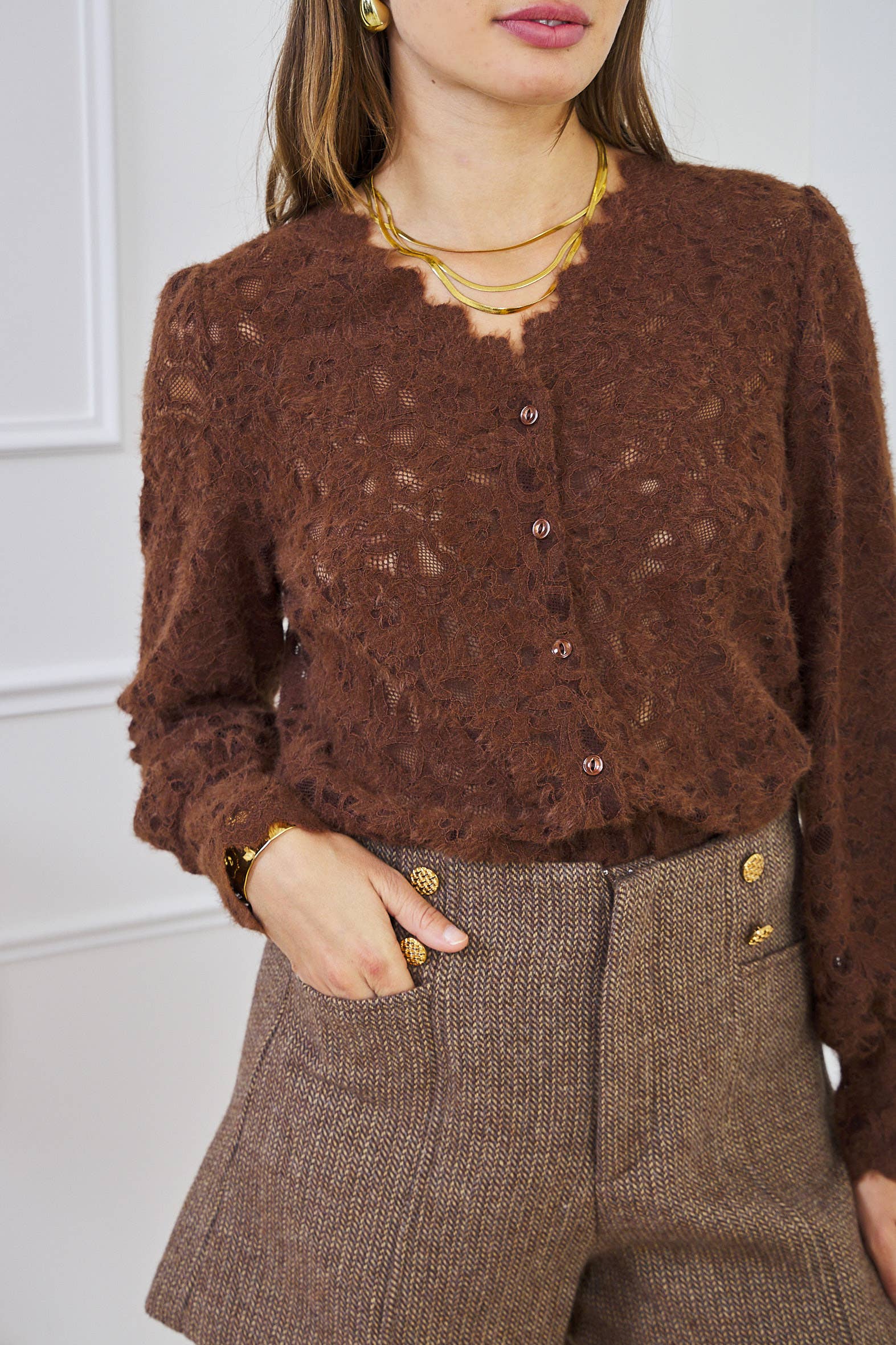 LULUMARY - Vendita all'ingrosso Camicia button down - Donna - Blusa in pizzo CH319A8