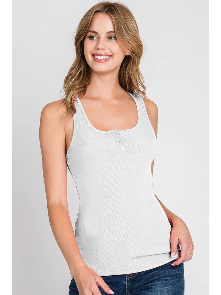 NINEXIS - Wholesale Tank Top - Women's - CWTTSL077_SOFT TANK TOP WITH FRONT BUTTON DETAIL7