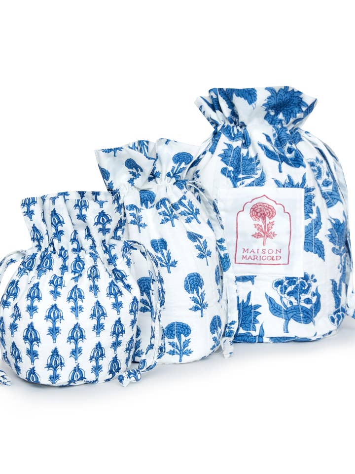 St. Barts Blue Travel Bags, Set of 3 for wholesale by Maison Marigold