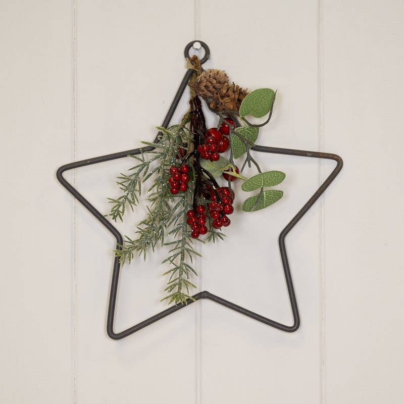 Satchville – wholesale Wreath – Wire Star Wreath With Foliage0