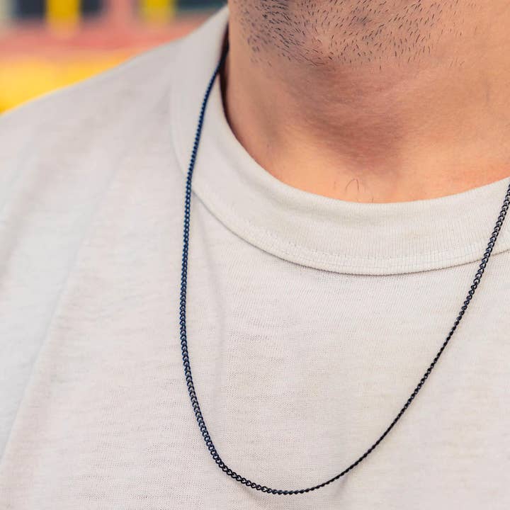 Men's Necklace - Plain Black 2mm for wholesale by Made By Nami