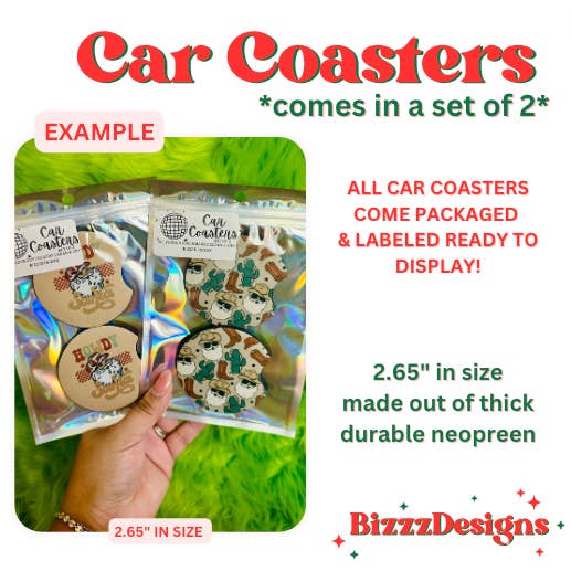 Bizzz Designs - Wholesale Car Coaster - Women's - Christmas Car Coasters | 7 Sets of Car Coasters1