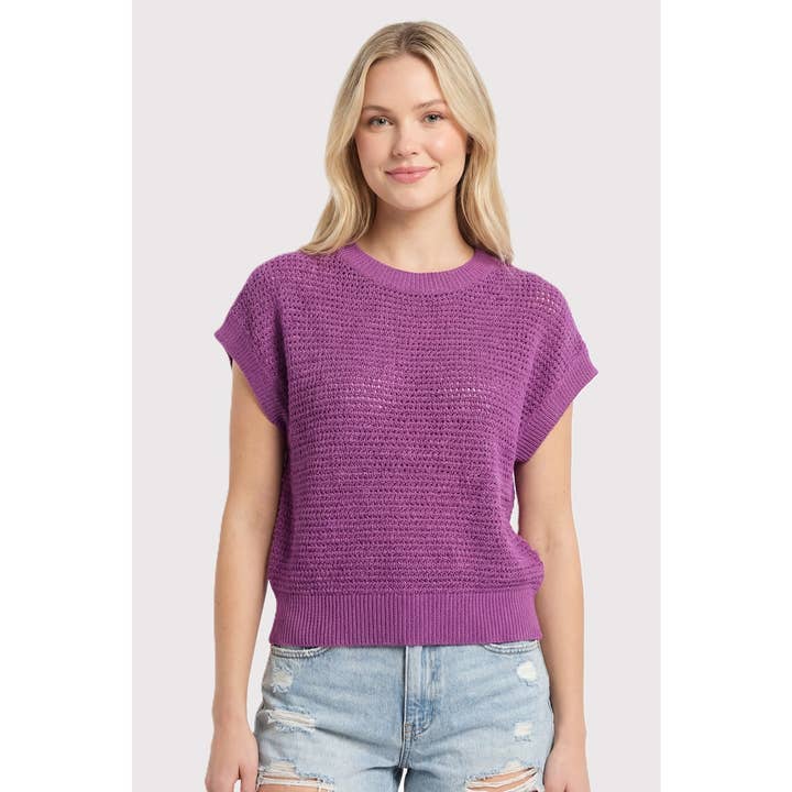 Pull à manches courtes en maille ajourée pour la vente par STACCATO