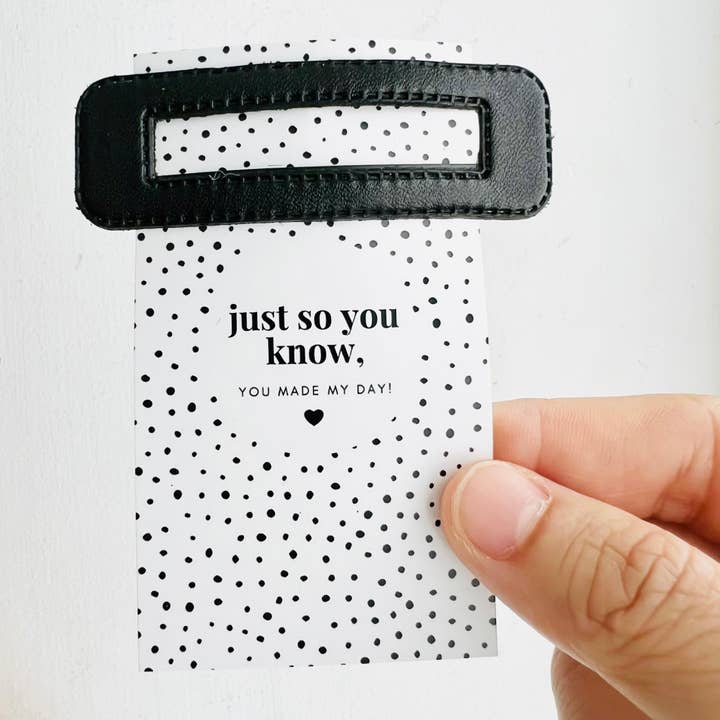 Tiny Gift Society - Wholesale Hair Clip - Women's - Thank You Gifts Vegan Leather Hair Clip - Made My Day Card2