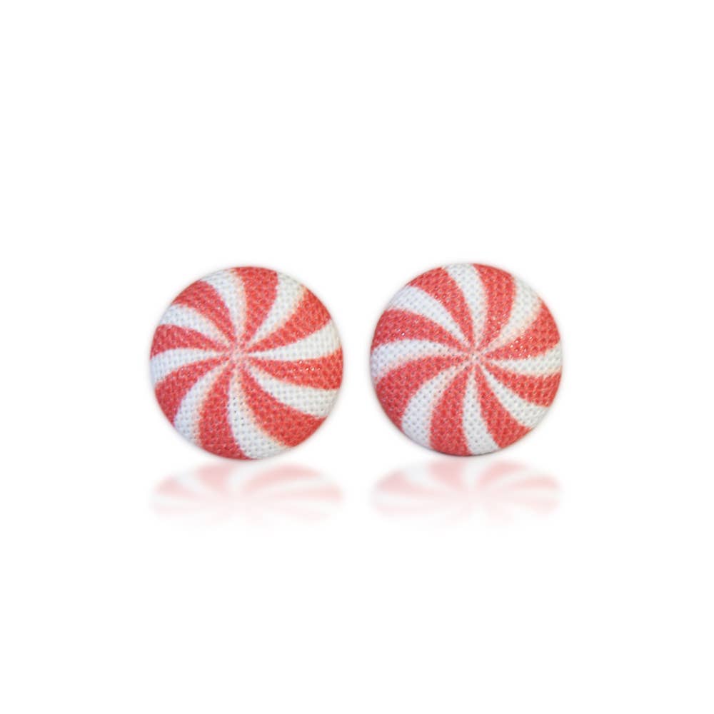 Rachel O's - Wholesale Stud/Post Earrings - Peppermint Print Fabric Button Earrings4