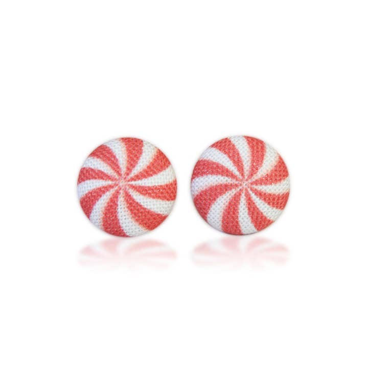 Rachel O's - Wholesale Stud/Post Earrings - Peppermint Print Fabric Button Earrings4