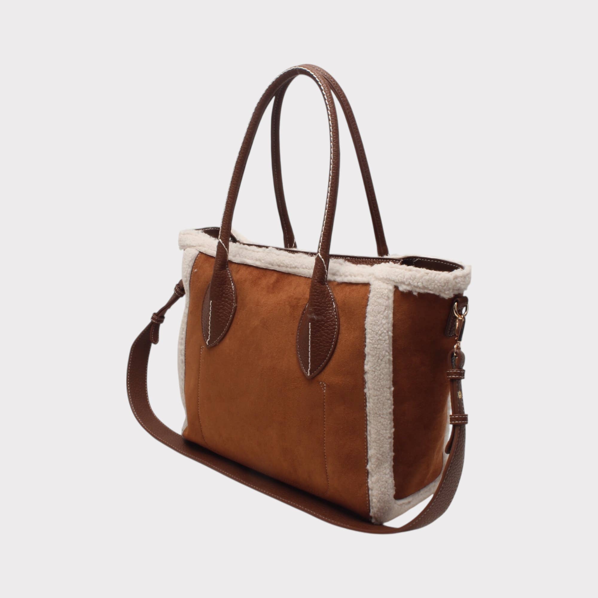 BESTINI - Wholesale Shoulder Bag - Women's - Shoulder tote bag, decorative bi-material suede clasp2