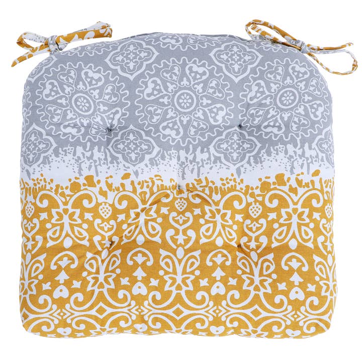 COZY HOMES COLLECTION - Vendita all'ingrosso Cuscini per sedie - Cuscini per sedie in cotone damascato con lacci 16 «x16"