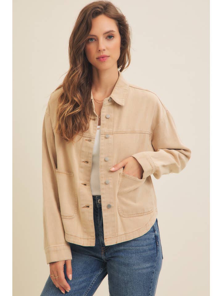 in february - Wholesale Jacket - Women's - ONE OF A KIND WASHED COTTON TWILL UTILITY OVERSIZED JACKET5