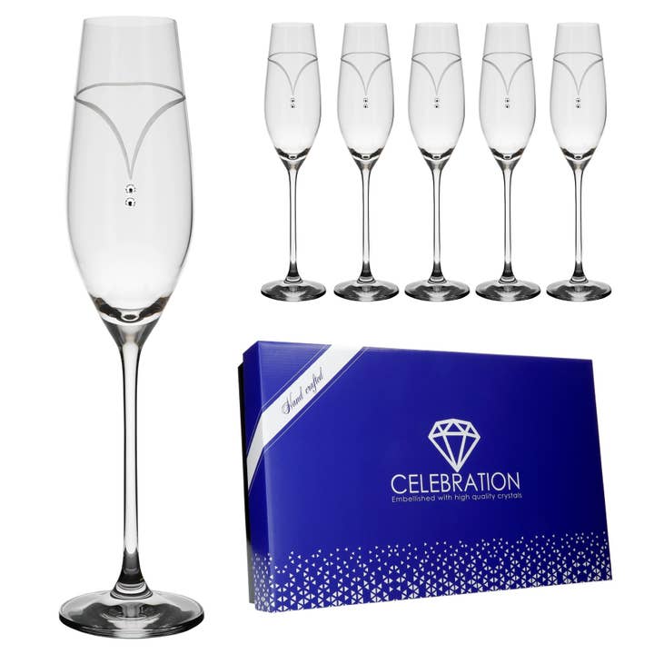 Necklace Etched/Embellished Set of 6 Flutes 210ml for wholesale by Hooli Mooli