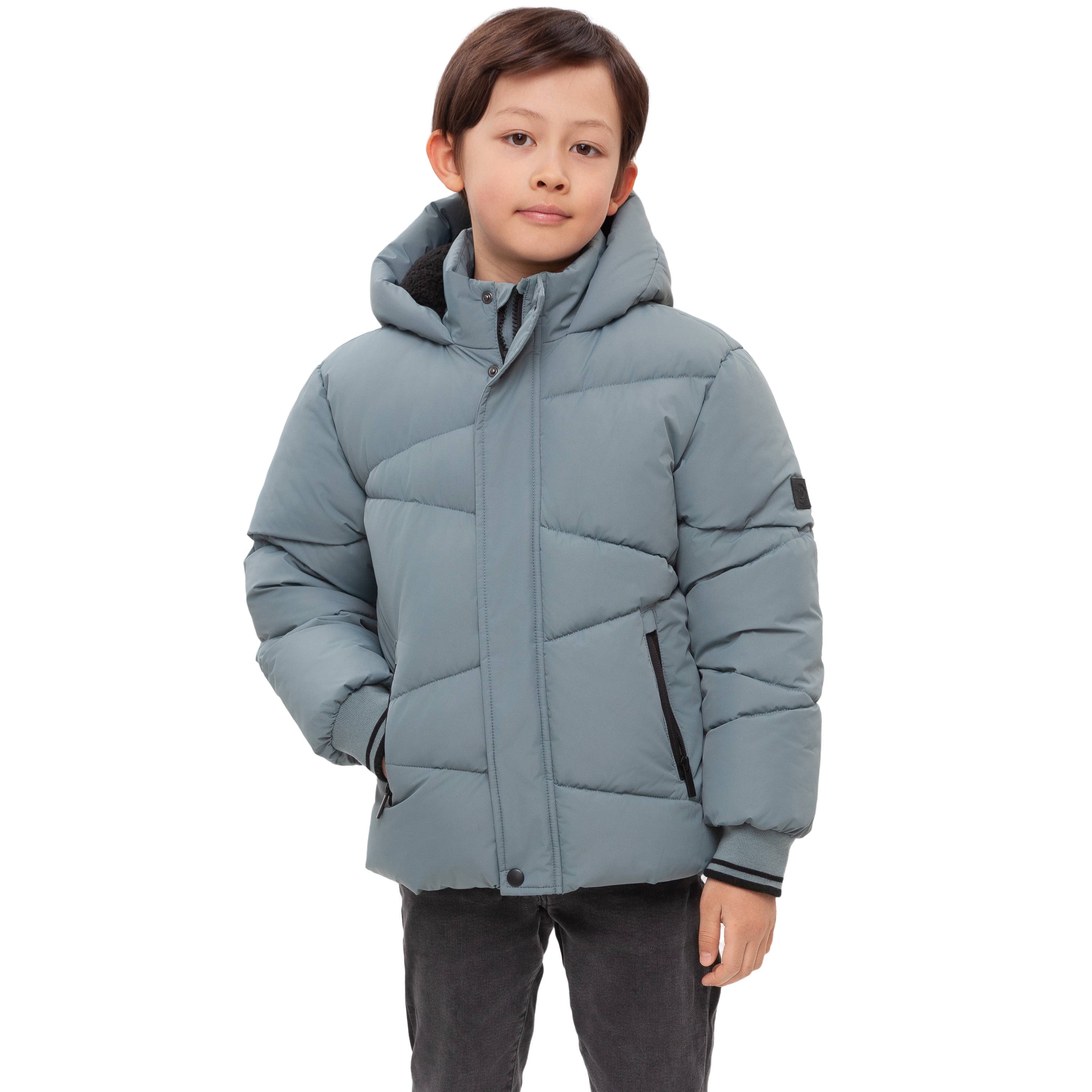 Rokka & Rolla - Wholesale Puffer Jacket - Kids - Boys' Grid Winter Coat Kids' Fleece Lined Jacket5
