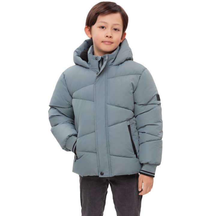 Rokka & Rolla - Wholesale Puffer Jacket - Kids - Boys' Grid Winter Coat Kids' Fleece Lined Jacket5