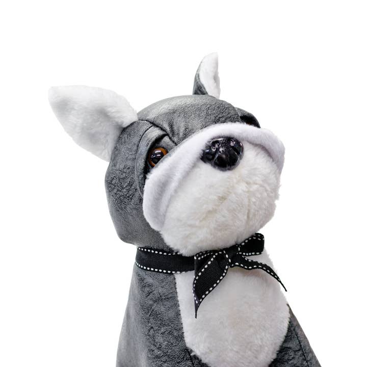 Fermaporta Bulldog in grigio e bianco, simpatico regalo per la casa per la vendita all'ingrosso da parte di Febland