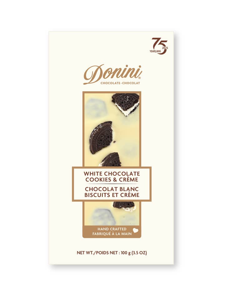 Donini White Chocolate Cookies & Crème Crunch for wholesale by Saxon/Donini Chocolates