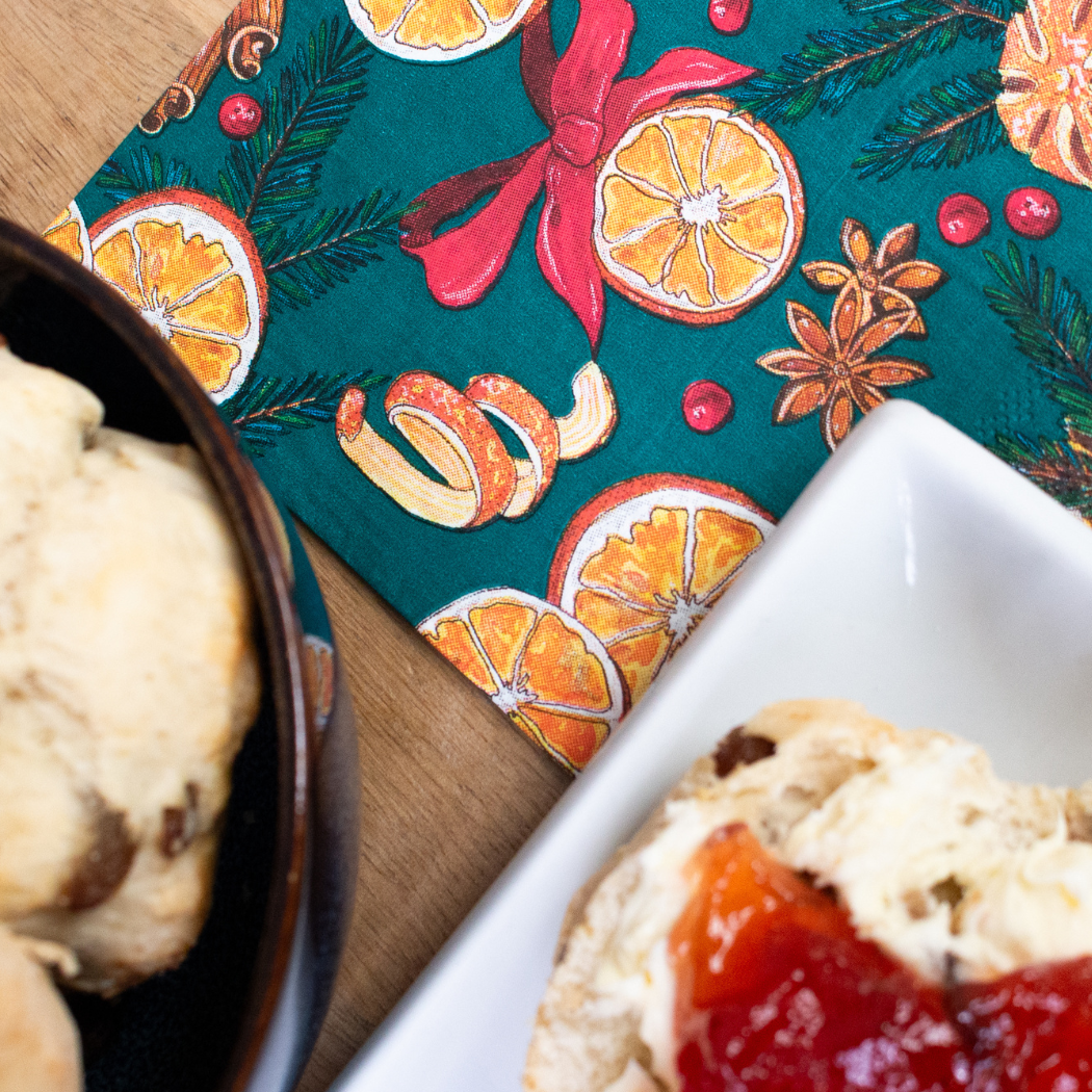 Bluebell and Lark - Wholesale Disposable Napkin - Green Orange And Cinnamon Festive Paper Napkins2