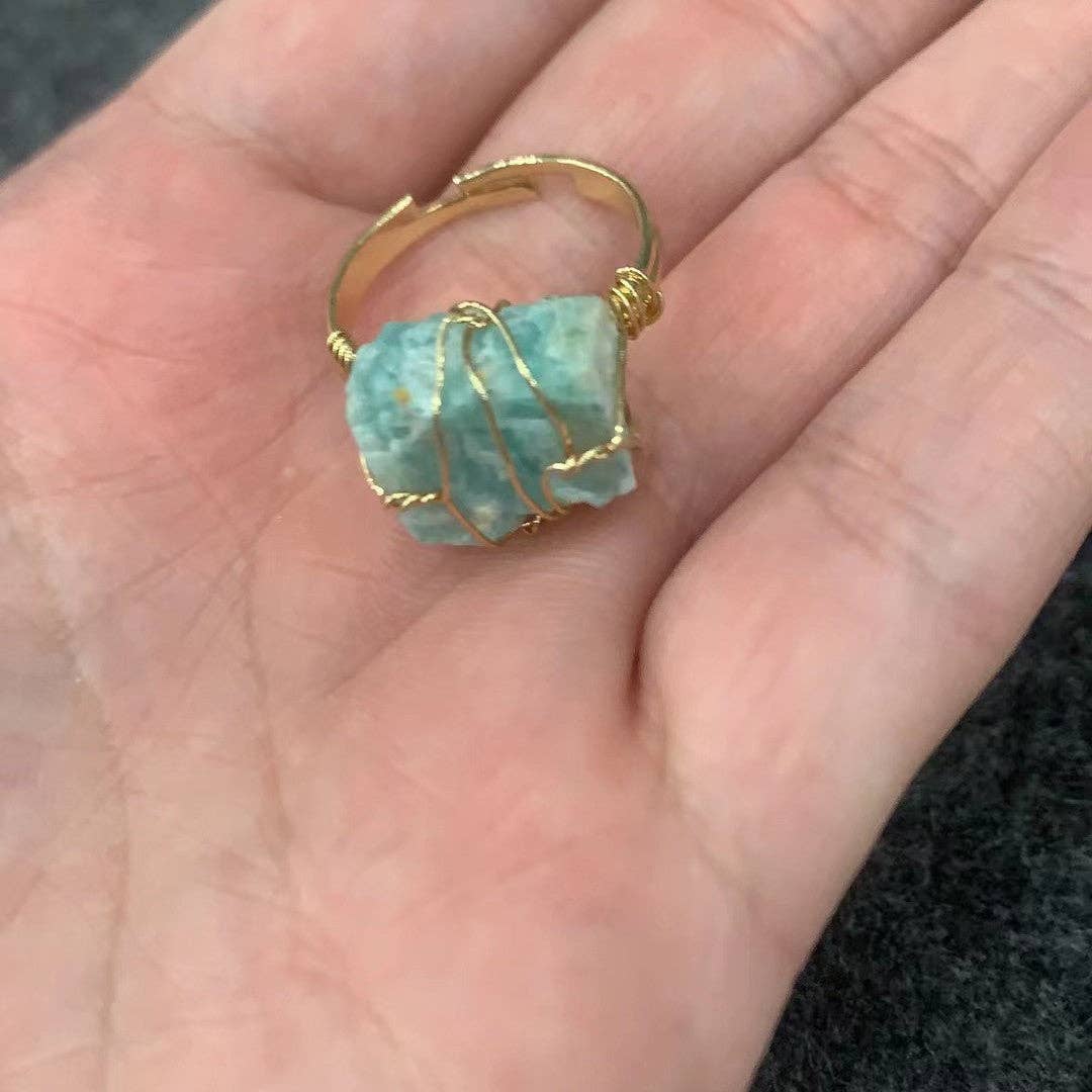 Perimade & Co. LLC - Vente Bague de cocktail/de cérémonie - Bague d'anxiété en pierre brute en cristal naturel en cuivre massif11