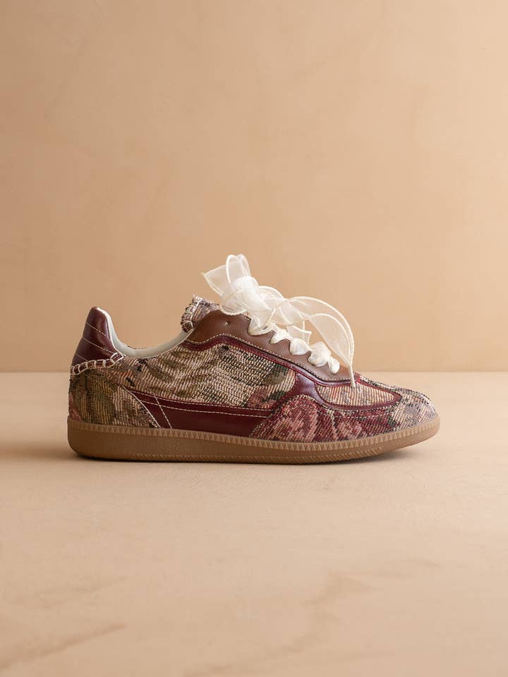 The Dalia | Mauve Tapestry Lace Up Sneaker for wholesale on Faire4