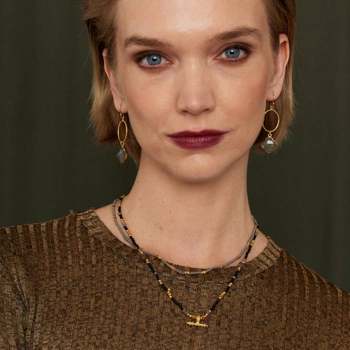 Ashiana London – wholesale Beaded/pearl necklace – Riley Grey Beaded Necklace2