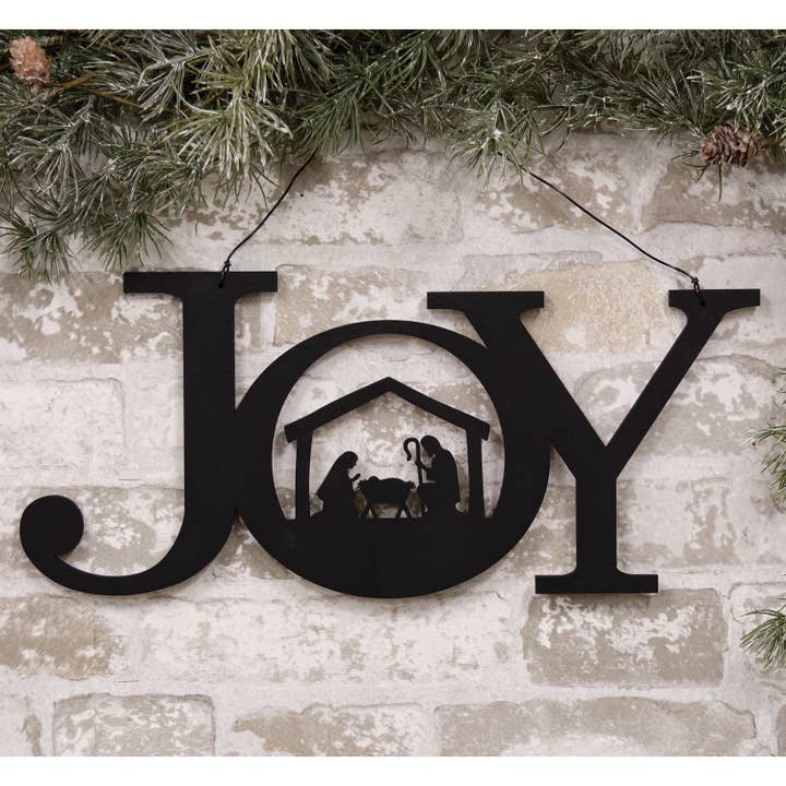 The Hearthside Collection - Venta al por mayor Decoración navideña - Percha «Joy» con silueta de belén
