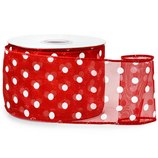 Wired Polka Dot Sheer Ribbon for wholesale by Nashville Wraps