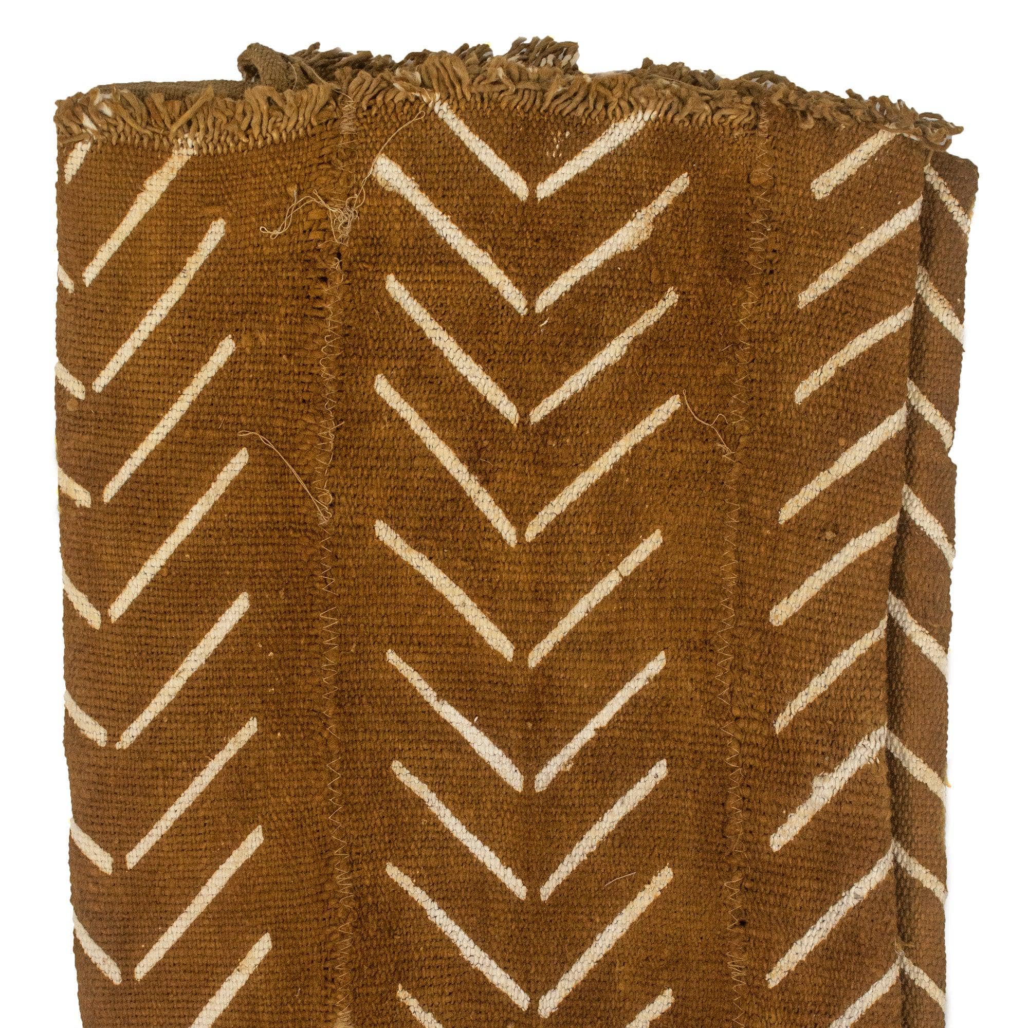 The Bead Chest - Wholesale Tapestry/textile - Caramel Brown Bogolan Mali Mud Cloth (Minimalist Design)2