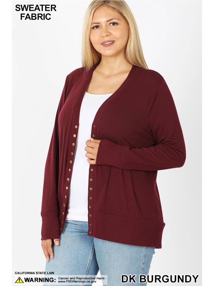 42POPS - Wholesale Cardigan - Women's - '.Plus size Snap button Cardigan As Shown