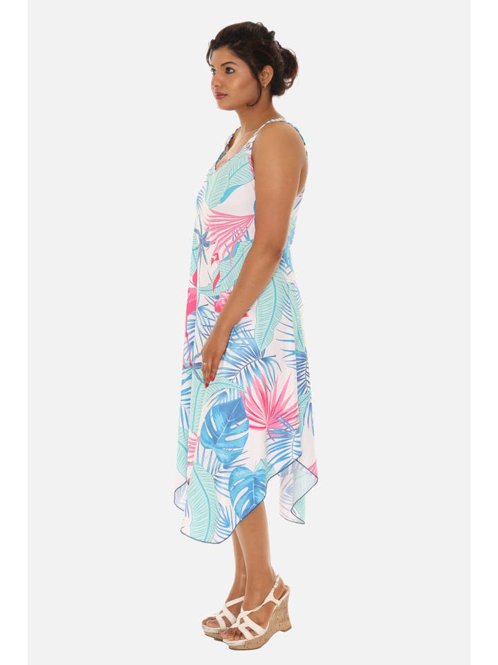 Shoreline Wear. INC - Wholesale Dress - Women's - Tropical Chevron Handkerchief Midi Dress