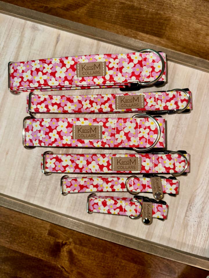 Sommerblumen Hundehalsband, Haustierzubehör, Frühling, Rosa, Rot für den Großhandel von K and M Collars