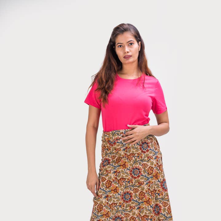 KK3003 - Gonna a portafoglio «- Fiori Beige per la vendita all'ingrosso da parte di White Lotus Fashions