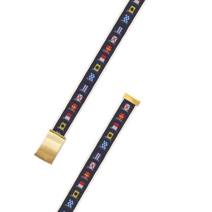 Nautical Flags Motif Military Buckle Belt for wholesale by Barrons-Hunter