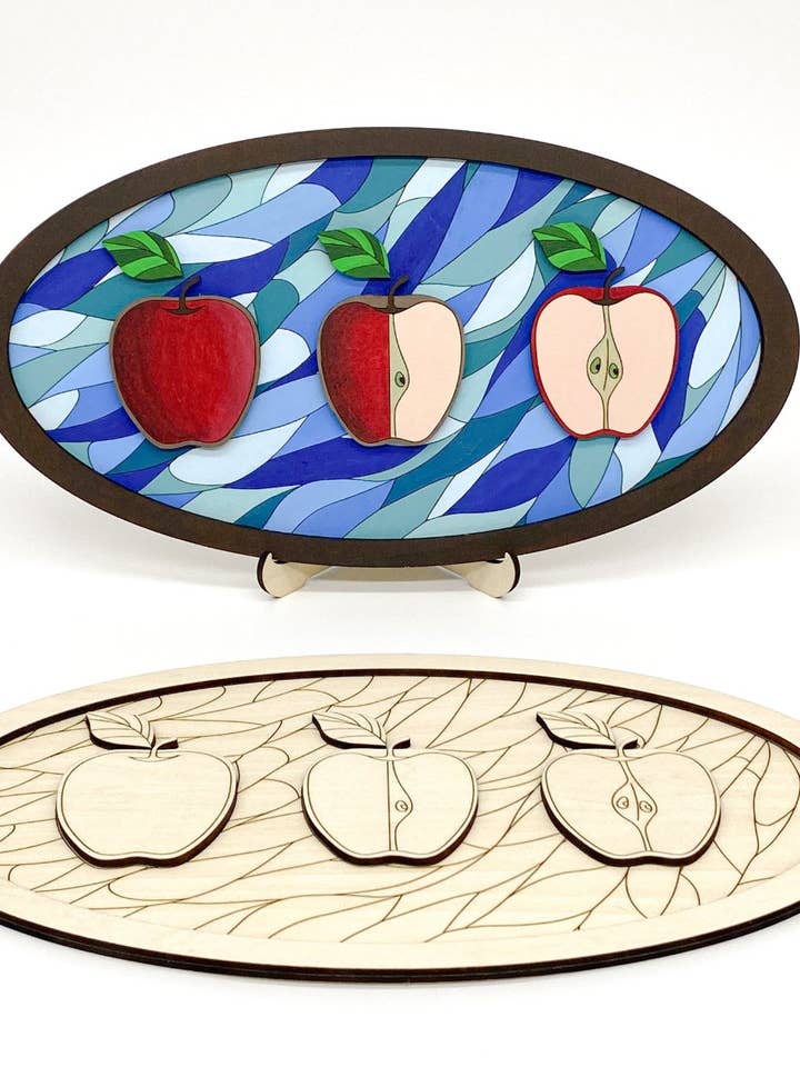 Apple Joy! 3D DIY Paint Kit – Stained Glass-Style Wooden Art for wholesale by The Beaming Toolbox