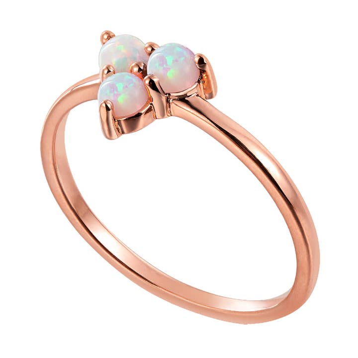 Anel Delta Cluster com ouro rosa opala azul claro por atacado de Heilo Jewelry