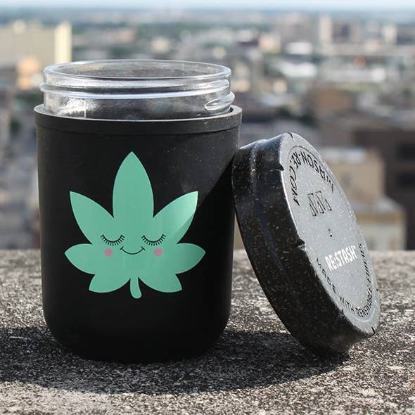 8oz Happy Leaf Re:Stash (+re:Vider) for engroshandel hos Re:stash