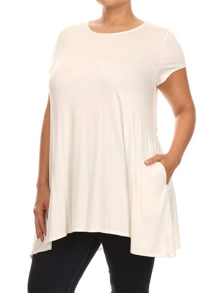 MOA COLLECTION - Vendita all'ingrosso Tunica - Donna - Tunica da donna Casual Taglie forti Manica corta Tinta unita Top18