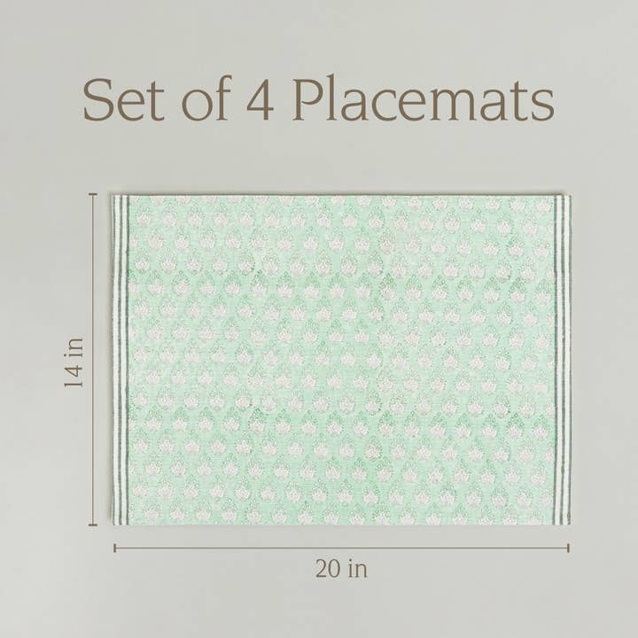 over&back - Wholesale Placemat - Artisan Hand-Blocked Placemats – 100% Cotton – Set of 410