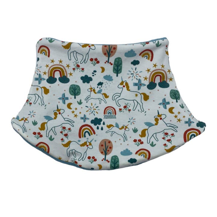 Child's Handmade Neck Warmer Unicorns and Rainbows for wholesale by Nina's Flying Needle