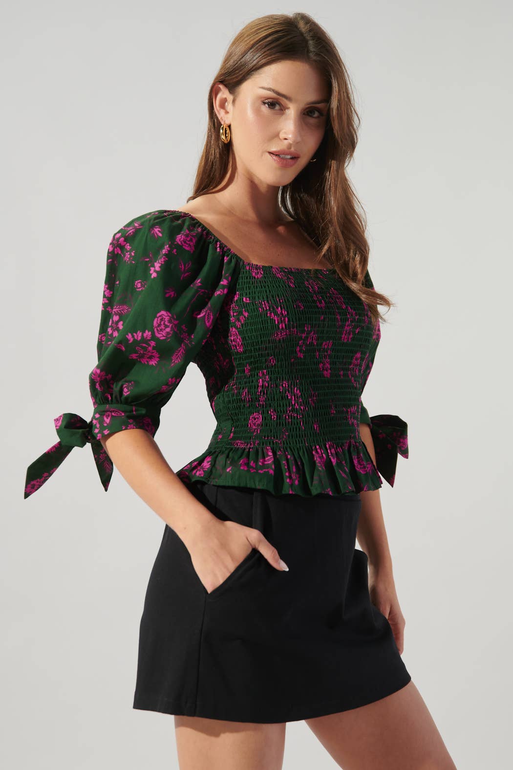 ROSE-FORÊT Haut péplum smocké Close to You en vente sur Faire1