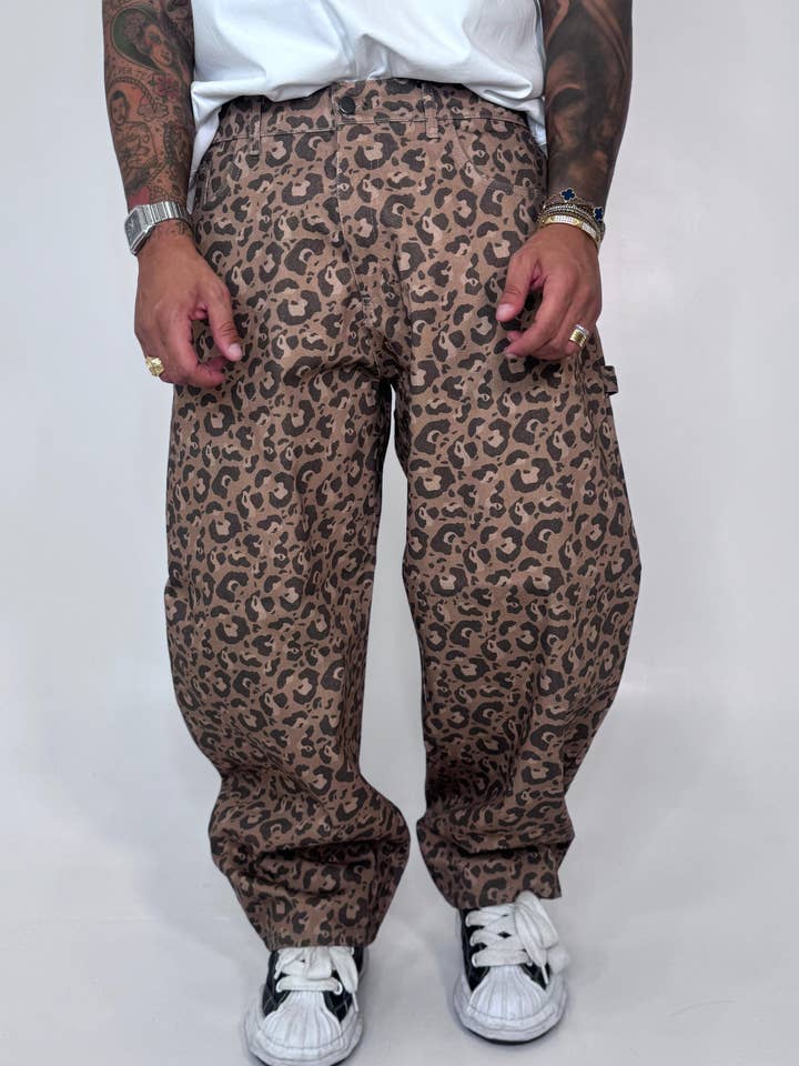 Leopard print balloon jeans for wholesale by LAB22