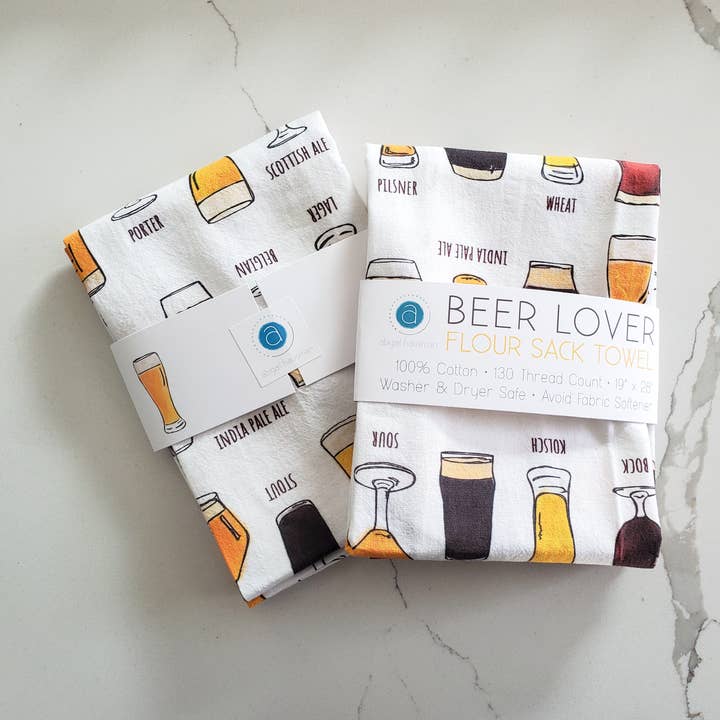 abigail hausman design & illustration - Wholesale Tea Towel - Beer Lover Tea Towel/Flour Sack Towel 19x280