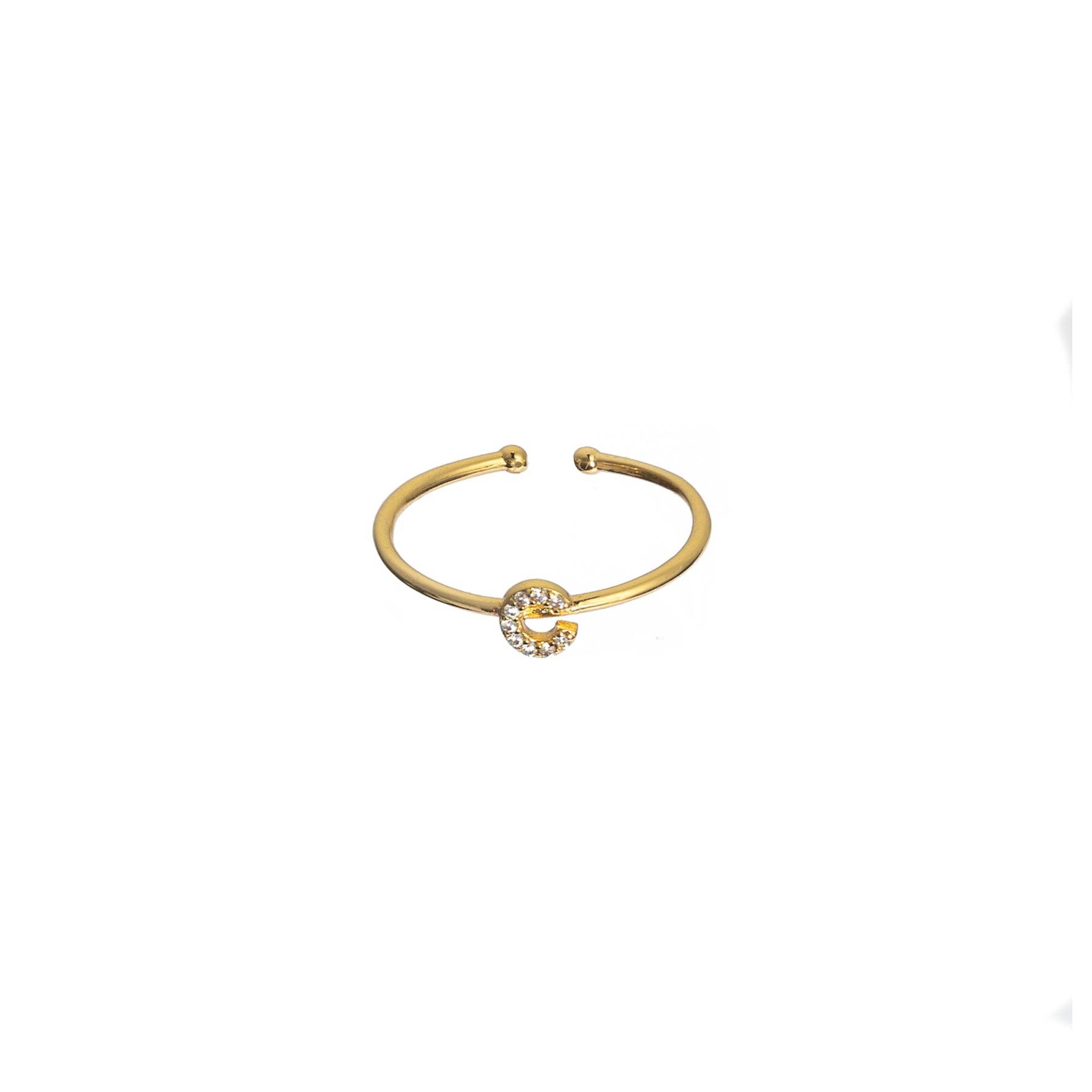 Brenda Grands Jewelry - Wholesale Band/Stacked Ring - 18K Gold Shiny Adjustable Initial Ring4